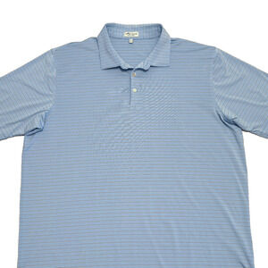 Peter Millar Summer Comfort Golf Polo Shirt Mens XXL Light Blue Stripe Athletic